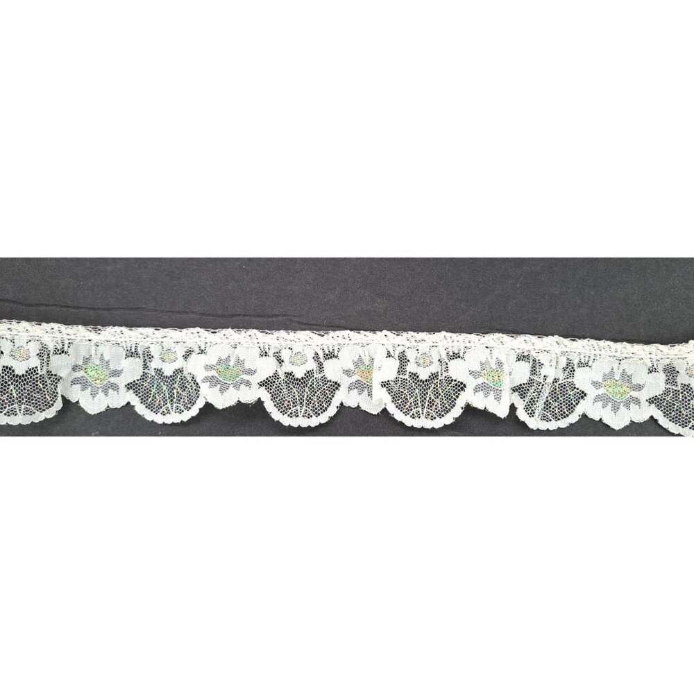 Vintage Lace Material Trim Embroidery Ribbon Assorted Unique Iridescent Metallic - Picture 7 of 10